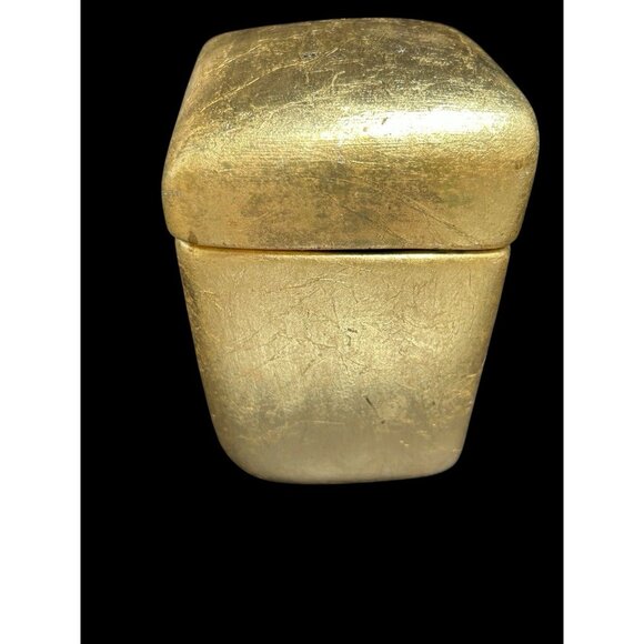 Luxe Gold Leaf Antiqued Bathroom Vanity Decor Lidded Canister Set Neiman Marcus - Picture 11 of 16